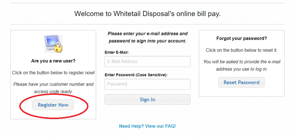 whitetail disposal bill pay